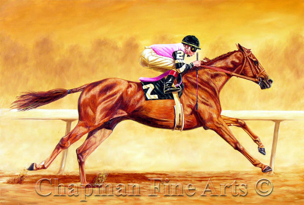 Affirmed, Steve Cauthen Up, 1978 Kentucky Derby, giclee canvas print