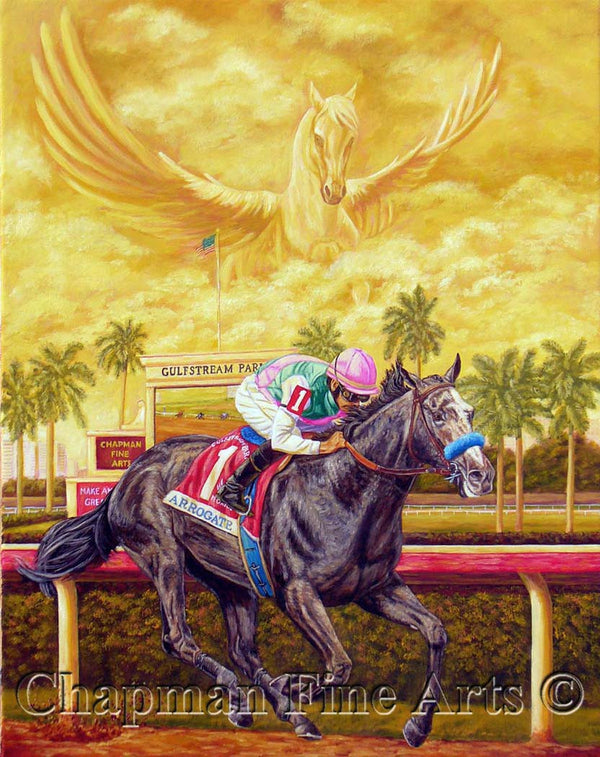 Arrogate Soars in the Pegasus World Cup, Oil Painting & S/N Limited Edition Canvas Prints