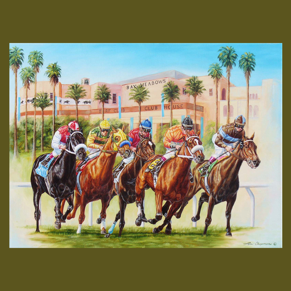 Bay Meadows, The End of an Era - horseracing S/N Limited Edition Canvas Print.