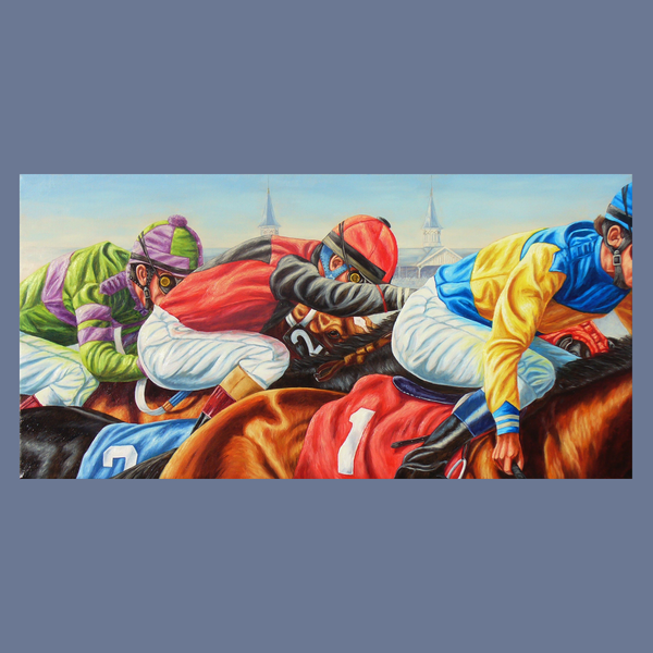 Close Quarters in the Woodford Reserve - horseracing S/N Limited Edition Canvas Print.
