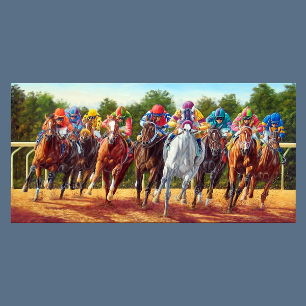 Fanned Out Nine Wide - horseracing S/N Limited Edition Canvas Print.
