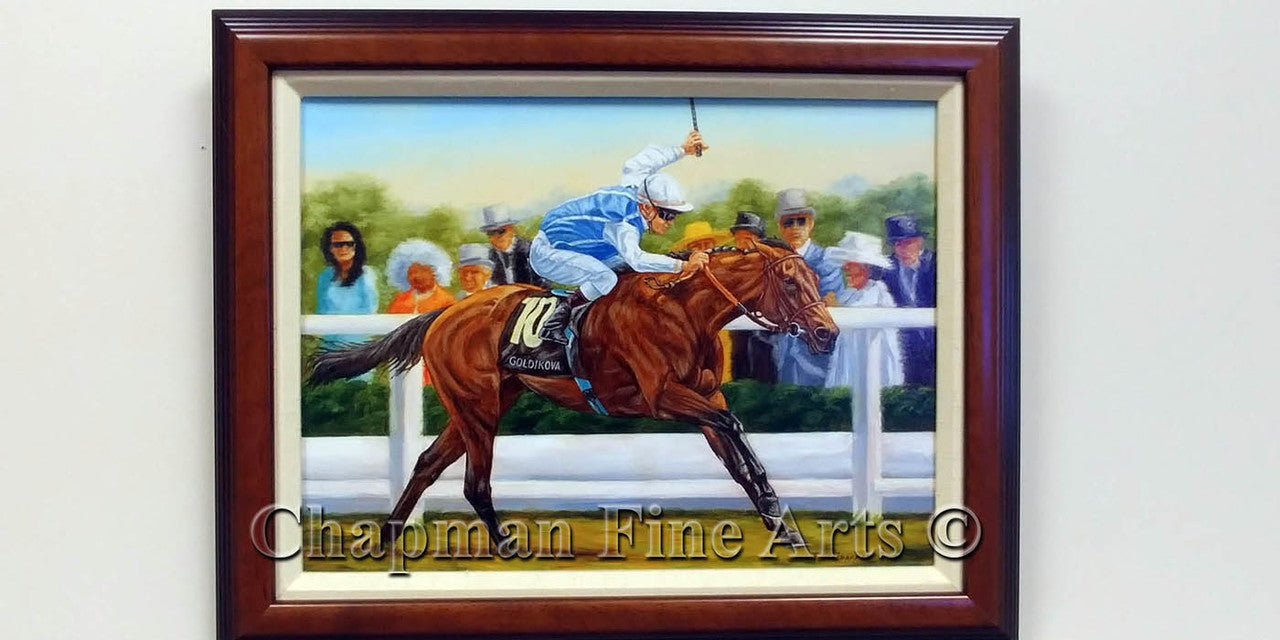 Goldikova Winning at Ascot, horseracing oil painting