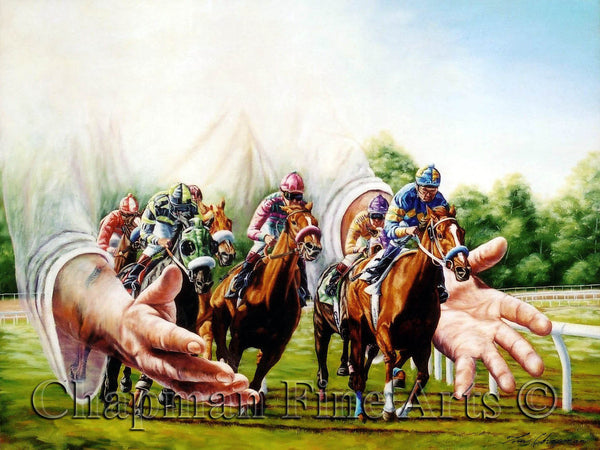 It's All in the Hands - horseracing canvas print