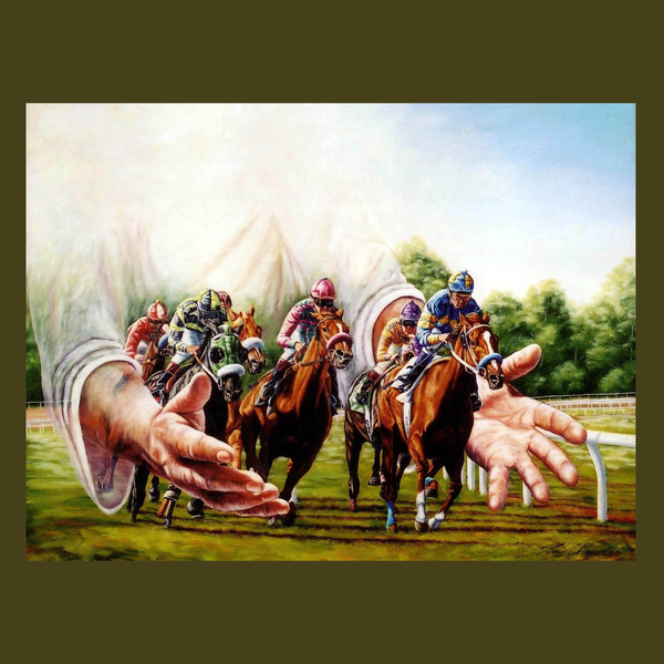 It's All in the Hands - horseracing canvas print