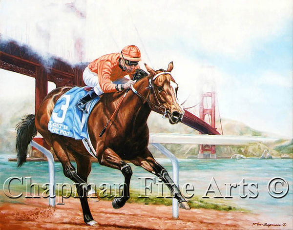 Lost in the Fog, horseracing giclee canvas print
