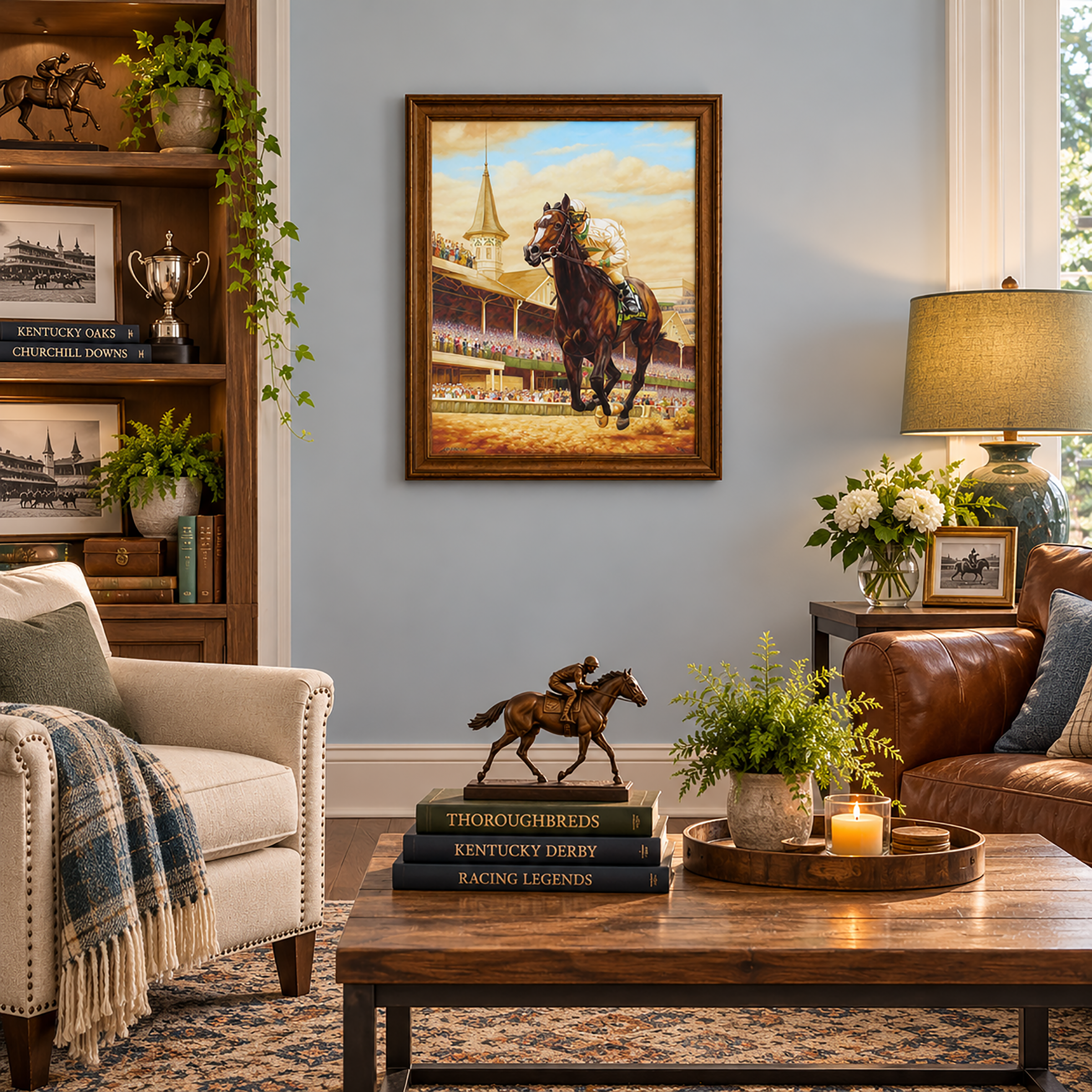 Rachel Alexandra Winning the Kentucky Oaks - horseracing S/N Limited Edition Canvas Print.