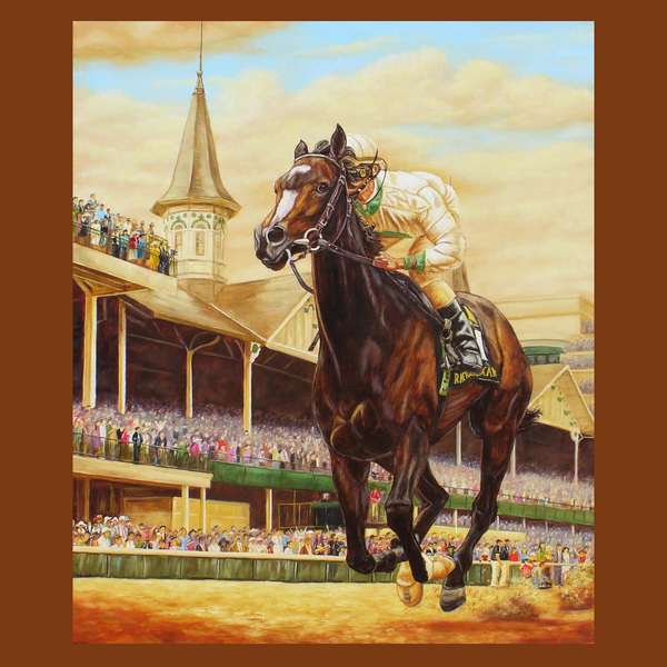Rachel Alexandra Winning the Kentucky Oaks - horseracing S/N Limited Edition Canvas Print.