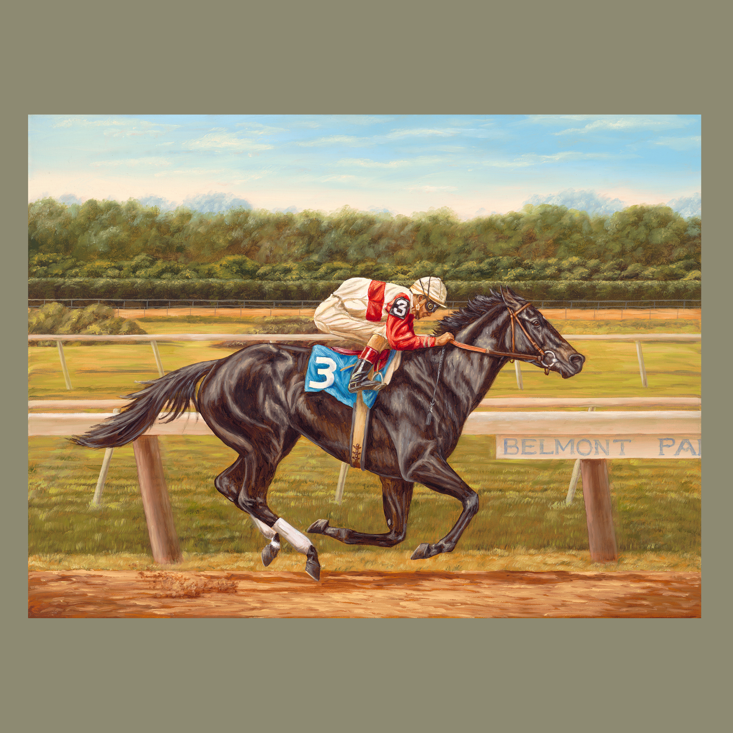 Ruffian Winning at Belmont Park - horseracing S/N Limited Edition Canvas Print.