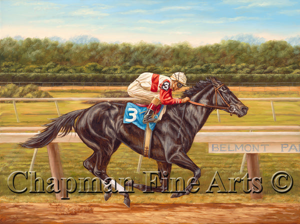 Ruffian Winning at Belmont Park - horseracing giclee canvas print
