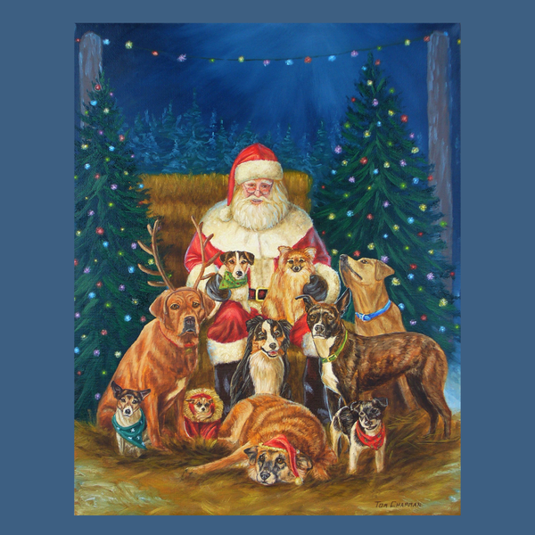 Say Cheese - S/N Limited Edition Canvas Print., Santa and dogs