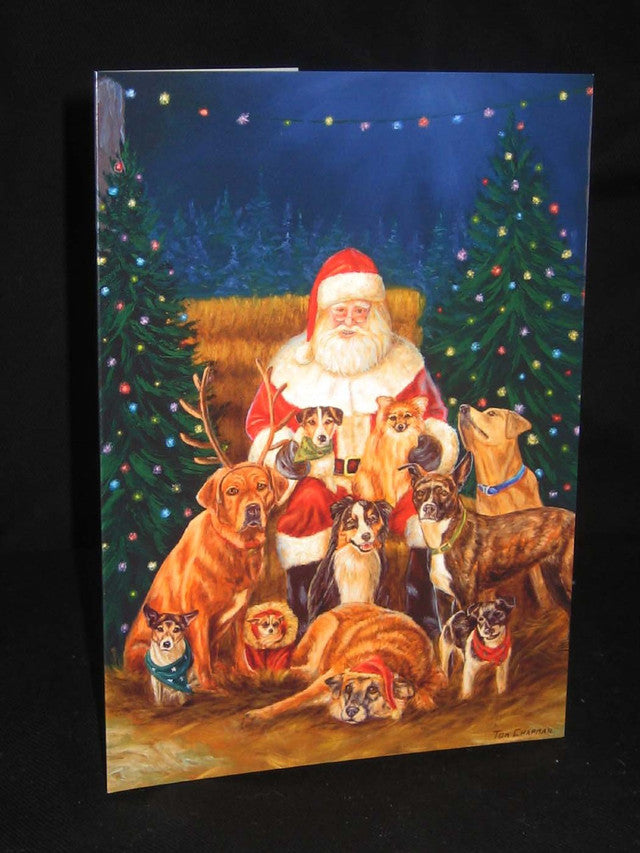 Say Cheese, Holiday card, Santa and Dogs