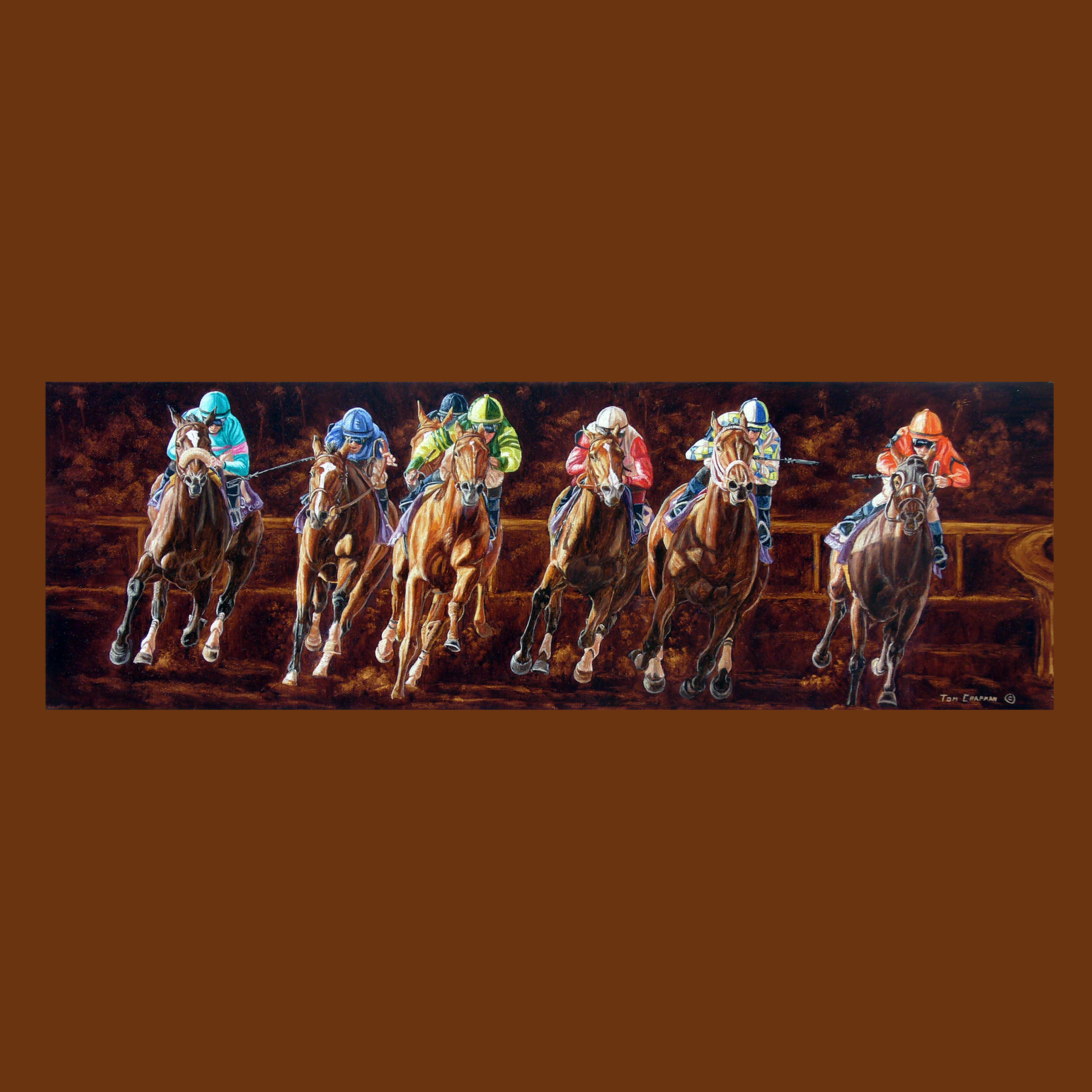 Zenyatta Winning the 2008 Ladies Classic - horseracing S/N Limited Edition Canvas Print.