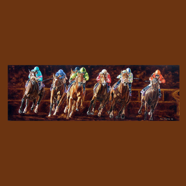 Zenyatta Winning the 2008 Ladies Classic - horseracing S/N Limited Edition Canvas Print.