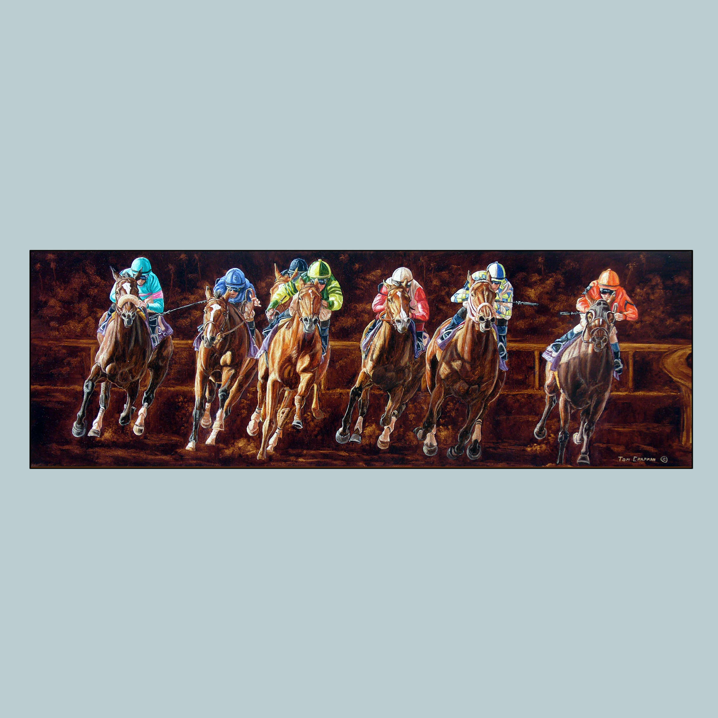 Zenyatta Winning the 2008 Ladies Classic - horseracing S/N Limited Edition Canvas Print.