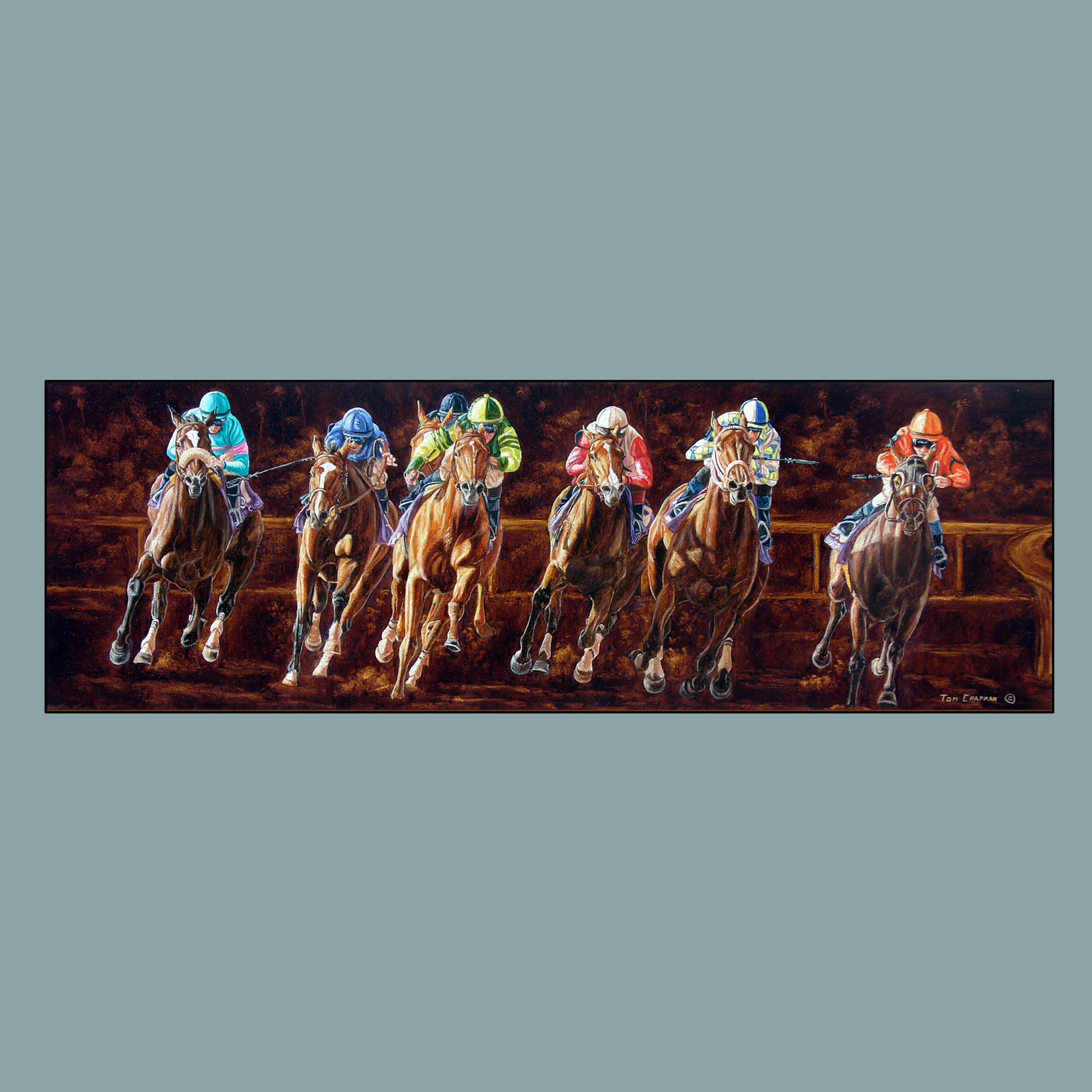 Zenyatta Winning the 2008 Ladies Classic - horseracing S/N Limited Edition Canvas Print.